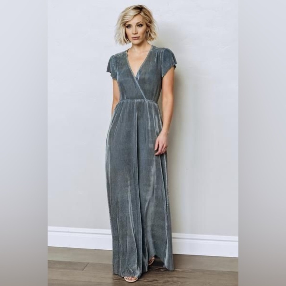 Baltic Born Slate Gray Pleated Maxi Dress